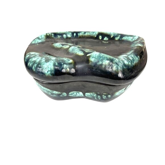 Sue Handley Artisan Ceramic Trinket Box Black And Green Abstract Design - Picture 5 of 8